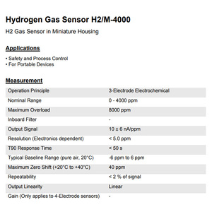 Sensor electroquímico de gas hidrógeno H2/M-4000 de 0-4000 ppm para dispositivos portátiles de seguridad y control de procesos - Product Image 1