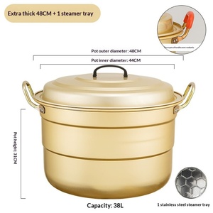 High Quality Commercial Grade Aluminum Stock <b>Pot</b> with <b>Lid</b> Large Capacity Heavy Duty Soup Cooking <b>Pot</b> for Restaurant Catering - Product Image 5