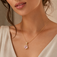 Collier pendentif en or rose 18 carats plaqué or rose avec rubis rouge sang de pigeon et tourmaline pour femmes, bijoux de mode en gros