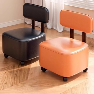 Tabouret à roulettes et dossier en cuir PU imperméable, avec roues silencieuses, pour le nettoyage des joints, les salons, la crèche, tabouret de travail mobile et portable - Product Image 3