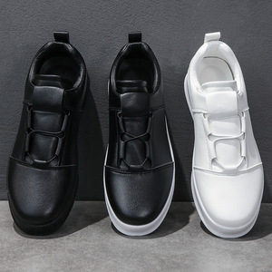 2025 nuevo ocio masculino adolescentes Color sólido cuero cómodo aumento ligero deportes zapatos planos - Product Image 2