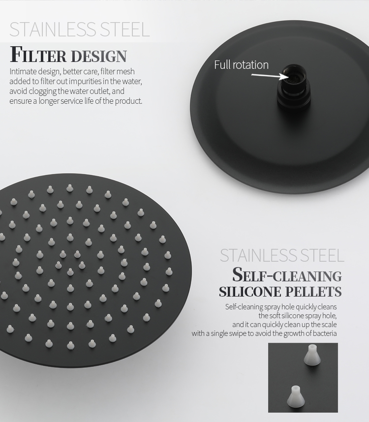 stainless steel circular black concealed hot and cold dual function in-wall bathroom shower with embedded box shower set