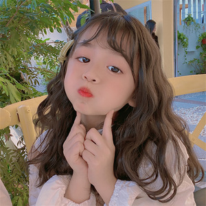 Perruque pour enfants sans colle HD, cheveux bouclés pour filles, couvre-tête complet, perruque synthétique à frange simulée pour bébé fille, longueur moyenne, fibres synthétiques pour enfants - Product Image 3