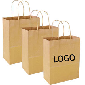 Bolsas de Regalo Ecológicas Personalizadas de Papel Kraft Pequeño con Asas de Cuero Marrón, Diseño Gratuito, Venta al Por Mayor Disponible - Product Image 1