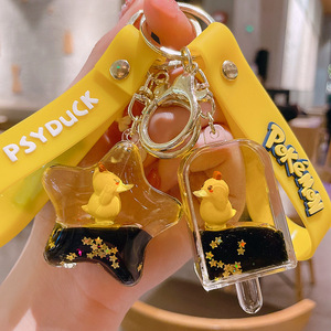 Gran oferta bolsa de regalo colgante pato llavero nuevo estilo aceite flotante llavero dibujos animados acrílico lindo pato líquido llavero - Product Image 3