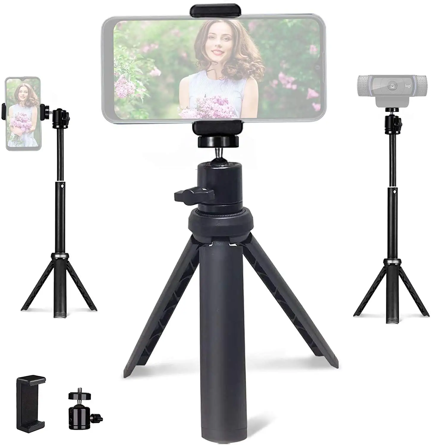2023 Hot sale Lightweight desktop Mini selfie Tripod for Camera/Phone/Webcam, Extendable Stand Portable Selfie Stick