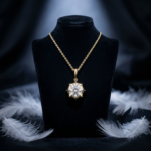 Colgante Clásico de Diamante Cultivado en Laboratorio, Plata de Ley 925, Chapado en Oro, Certificado IGI, Regalo de Moda para Mujer - Product Image 1