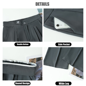 <span class=keywords><strong>Pantaloni</strong></span> da donna di alta qualità <span class=keywords><strong>pantaloni</strong></span> larghi con <span class=keywords><strong>doppio</strong></span> <span class=keywords><strong>bottone</strong></span> Casual a vita alta <span class=keywords><strong>pantaloni</strong></span> lunghi larghi - Product Image 4