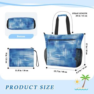 Custom <b>Large</b> <b>Beach</b> Tote <b>Bag</b> Waterproof with Inner Pockets and Mesh Side Pockets - Product Image 3
