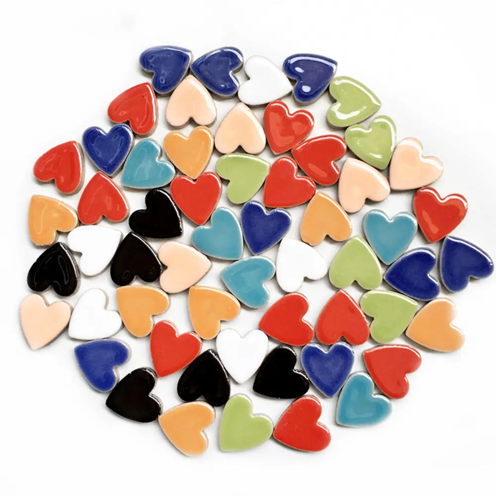 Мозаичная плитка смешанных цветов, мозаика, стеклянные керамические изделия для украшения дома или поделки, творческие поделки, Сердце Любви 2,2x2,3 см