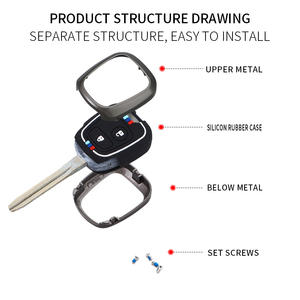 Étui de protection pour clé de voiture en alliage de zinc et gel de silice pour <span class=keywords><strong>Peugeot</strong></span> C-Elysee Pegaso Citroën C2 206 207, porte-clés avec anneau, sac à clés - Product Image 5