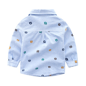 Camisa de Manga Larga para Niños con Cuello Oxford y Estampado de Osito, Tienda en Línea de Venta al Por Mayor - Product Image 3