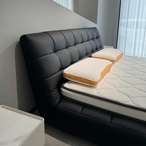 Hiện đại giữa thế kỷ Vua Kích thước bọc nền tảng giường khung gỗ với da mềm kết thúc nhà sử dụng GiườNg Lưu trữ nhà máy-Giá - Product Image 6