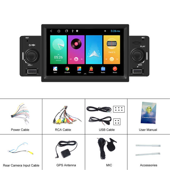 5インチ 1Din FMラジオカープレーヤー CarPlay Bluetooth