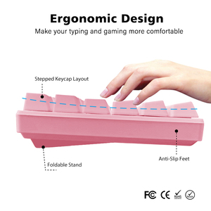 Bàn Phím Cơ Chơi Game Tecladosp 60% PC Bàn Phím Nữ 61 Phím Có Đèn Nền RGB Màu Hồng Trắng Đen Không Dây <span class=keywords><strong>Usb</strong></span> 2.4Ghz - Product Image 5