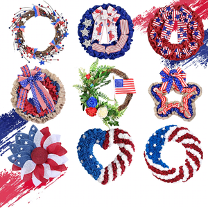 Nueva Decoración Colgante para Puerta del Día Nacional Americano, Círculo <span class=keywords><strong>Rojo</strong></span>, Azul y Blanco, Guirnalda para Fiesta del Día de la Independencia - Product Image 3