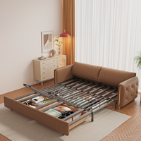 Modernes Ausziehbares Schlafsofa mit Stauraum Multifunktionales Klappbares Stoff-Schlafsofa Luxuriöse Modulare Kombination Hochdichter Schwamm