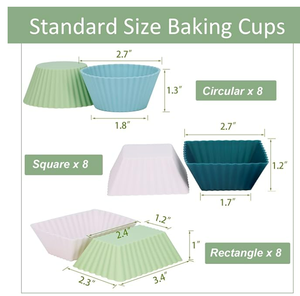 Tái Sử Dụng Silicone Muffin/Cúpcake Lót <span class=keywords><strong>3</strong></span> Hình Dạng Ngăn (Tròn Vuông Hình Chữ Nhật) Cho Baking & Ăn Trưa Hộp Bento - Product Image 6