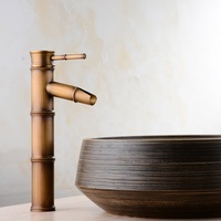 Robinet de lavabo en laiton antique avec design en bambou Robinet de salle de bain Robinet de lavage Robinet mitigeur de cuisine antique