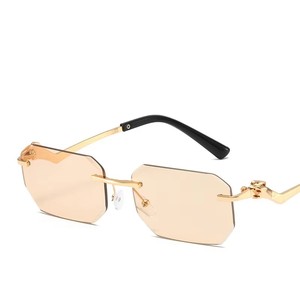 Fashion Small Square Rimless PC <b>Frame</b> UV400 Sunglasses with Yellow Lenses Retro Classic Design for Unisex - Product Image 5
