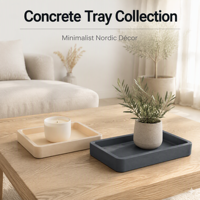 Plateau de service en béton fait main, plateau décoratif en ciment moderne et minimaliste pour table basse, décoration intérieure, cadeau