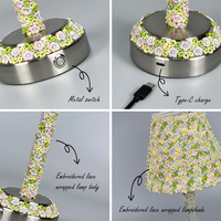 Lampe de table en tissu à motif simple 2700K, rechargeable, haut de gamme, décorative, élégante, pour mariage