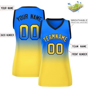 Maillot de basket personnalisé pour femmes, col en V dégradé, respirant, nom et numéro de l'équipe sublimés, vêtements de sport en maille 320g - Product Image 2