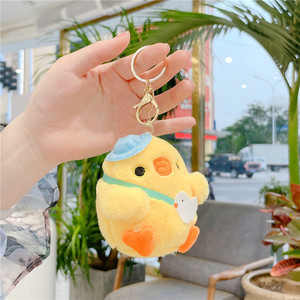 Cute <b>Plush</b> Chick Bag Charm Soft Yellow Duckling Keyring Dressed Animal Stuffed Toy Hanging Ornament Gift Wholesale Bulk - Product Image 6