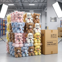 Collection de Peluches Mignonnes Kawaii : Animaux en Peluche avec Lunettes et Cravate – Cochon, Éléphant, Chien, Ours, Canard – Cadeau Doux et Adorable