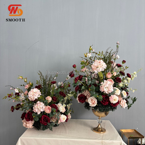 ดอกไม้ประดิษฐ์เรียงเป็นแถวสำหรับตกแต่งโต๊ะกลางงานแต่งงาน  ผ้าปูทางเดินดอกไม้สำหรับงานแต่งงาน - Product Image 1