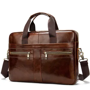 14 inch laptop men's soft original cow genuine leather briefcase manufacturers