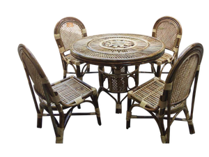 Ensemble table et chaise de salle à manger ronde 4 places en bambou pour les restaurants à domicile - Product Image 2