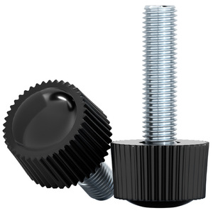 Black Plastic Knurled Thumb Screw M4 M5 M6 6 8 10 12 16 40mm Round Head Toolless Tightening Carbon Steel Galvanized - Product Image 1