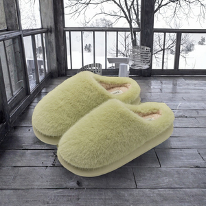 <b>Winter</b> Autumn Spring Women <b>Men</b> Closed Toe Fuzzy Plush Fleece Fur EVA Anti-Slip Thick Sole Warm Indoor Home <b>Slipper</b> - Product Image 3