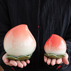 Peach Shaped Ceramic Tea Jar With Cover Reusable <b>Gift</b> For Party Decorations - Product Image 1