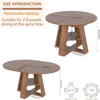 Table à manger ronde extensible en bois pour 4 à 8 personnes, mobilier moderne pour la maison avec feuilles amovibles, gain de place