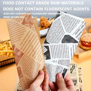 Papier alimentaire écologique de haute qualité, résistant à la graisse, impression personnalisée, papier d'emballage pour hamburgers, sandwichs, pain, biscuits, revêtement PE - Product Image 3