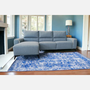 Divano Elettrico LILO RELAX per Soggiorno con Penisola Sinistra in Tessuto Blu - Product Image 1