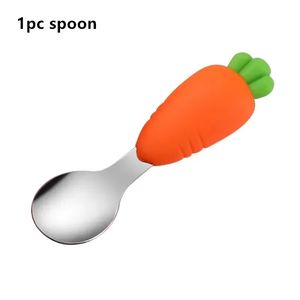Mignon enfants Silicone Dîner <span class=keywords><strong>Pate</strong></span> Carotte Bol 304 En Acier Inoxydable Fourchette Cuillère Vaisselle Ensemble Bébé Alimentaire Supplémentaire Repas Assiette - Product Image 5