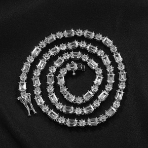 New European and American Style Zircon Inlaid Tennis <b>Chain</b> Hip Hop Fashion Unisex Clavicle Necklace - Product Image 2