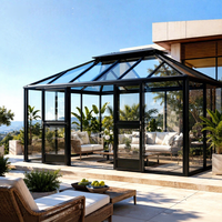 Prix de gros pour solarium extérieur en aluminium et verre avec structure en alliage d'aluminium, design modulaire et fixation murale pour hôtel