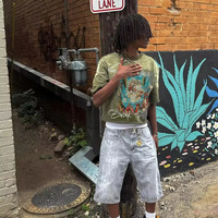 T-shirt Homme Oversize Cropped Boxy à Ourlet Brut, Impression DTG, Motif Graphique, Délavé à l'Acide, Grammage Lourd, Fabrication OEM Personnalisée, Marque Privée