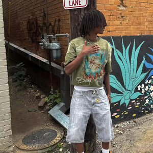 高品质定制棉重量级街装图形t恤印花DTG短袖宽松定制短款宽松t恤男 - Product Image 2