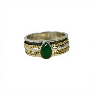 925 Sterling <b>Silver</b> Green Onyx Gemstone <b>Spinner</b> <b>Ring</b> Trendy Christian Handmade Antique Fine Jewelry Certified for Wedding - Product Image 1