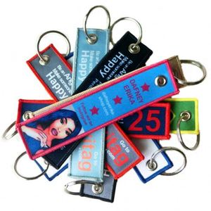 No Moq Wholesale High Quality <b>Custom</b> logo Embroidered Fabric <b>Keychain</b> - Product Image 2