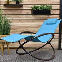 Fauteuil de jardin pliant à bascule en métal noir, ergonomique, avec dossier en maille Teslin, anti-basculement, appui-tête amovible