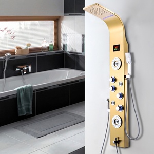 Robinetterie thermostatique, paroi de <span class=keywords><strong>douche</strong></span>, pommeau de <span class=keywords><strong>douche</strong></span> pluie complet, design moderne, fixation murale, pommeau de <span class=keywords><strong>douche</strong></span> carré, accessoire de salle de bain en cuivre, ensemble de <span class=keywords><strong>douche</strong></span> - Product Image 2