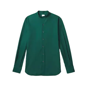 Customize logo Eton Grandad Collar Cotton Poplin Shirt
