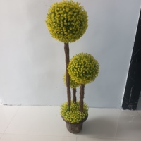 Arbre Artificiel Jaune Haut et Épais en Buis, Boule de Gazon Bonsaï, Plante en Bois Naturel pour Plantation au Sol, Décoration Intérieure et Extérieure