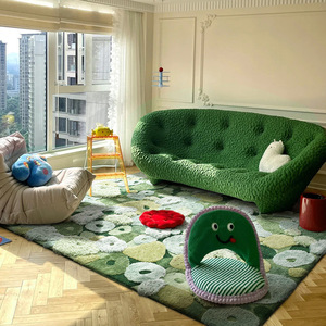 Alfombra de Lujo Estilo Bosque, Rectangular, Resistente a las Manchas, Moderna, Verde, para Sala de Estar, Dormitorio, Apta para Pies Descalzos - Product Image 3